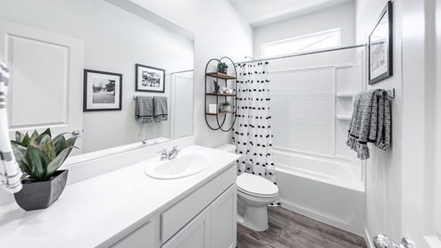Second bathroom with shower and bathtub combo