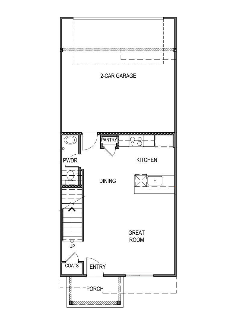 First floor of walker floorplan with open-concept