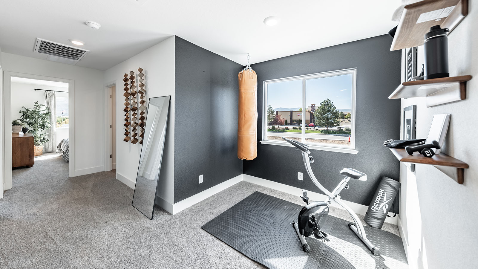 Second floor with extra space for at-home gym set-up
