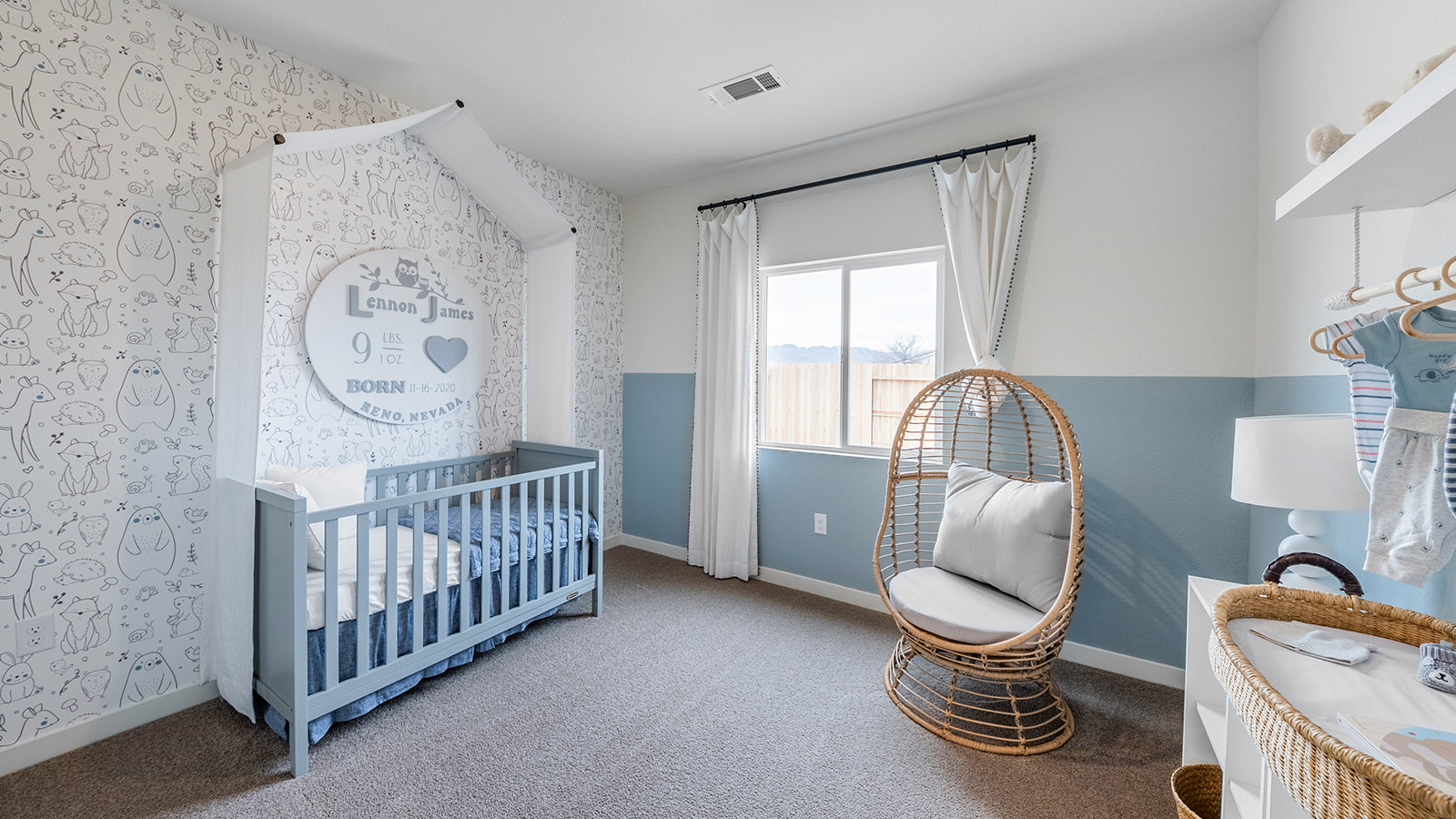 Secondary bedroom decorated as a nursery