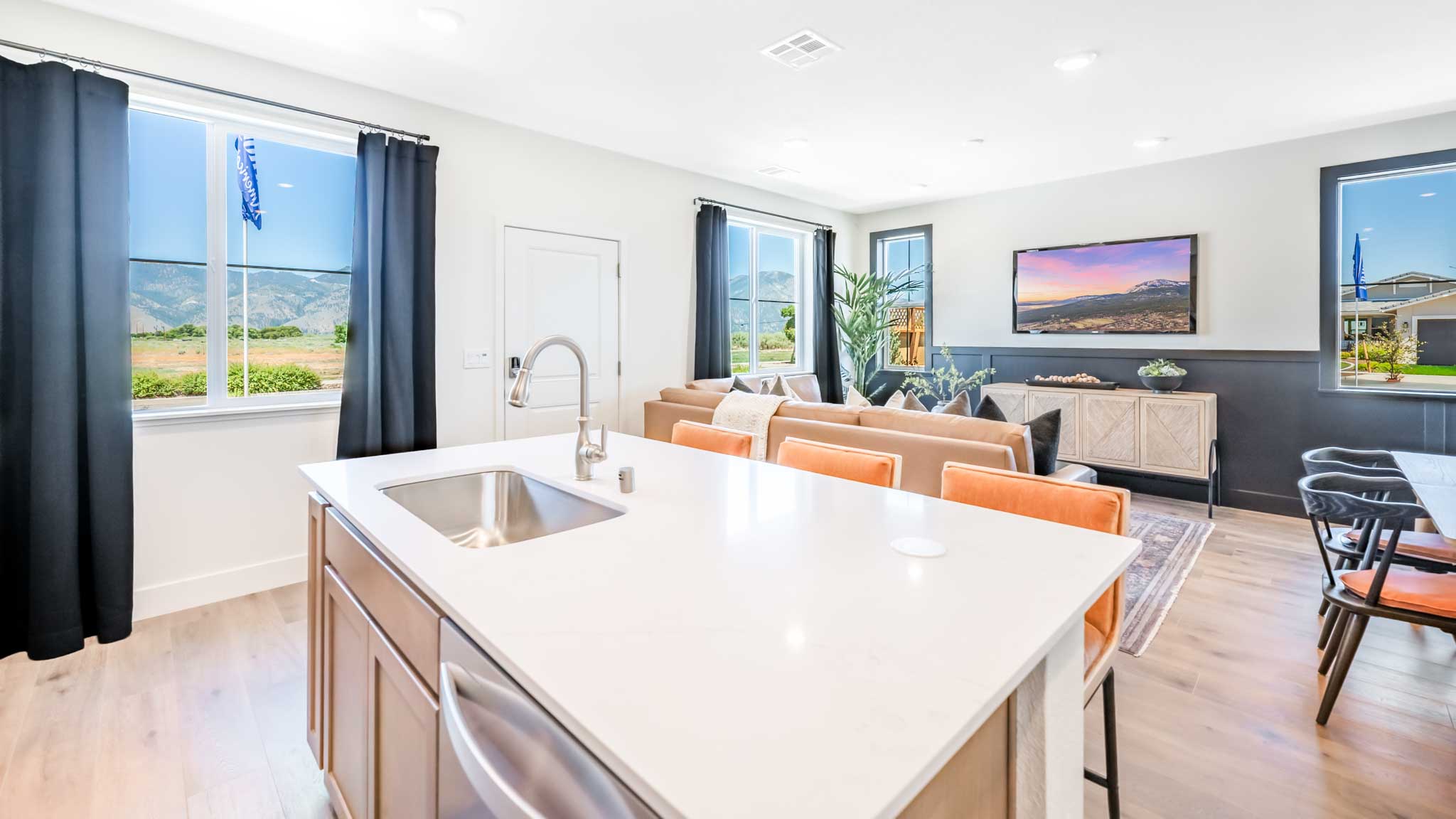 Kitchen island looking out towards the great room