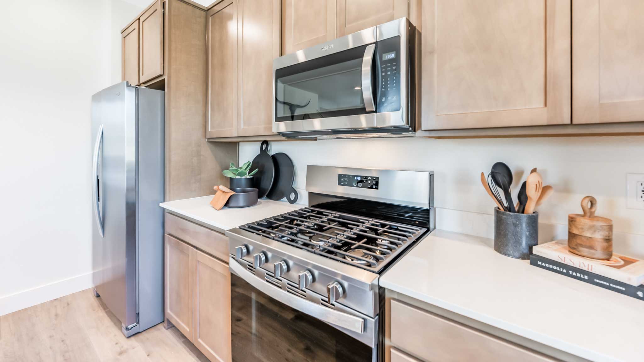 Modern stainless steel appliances