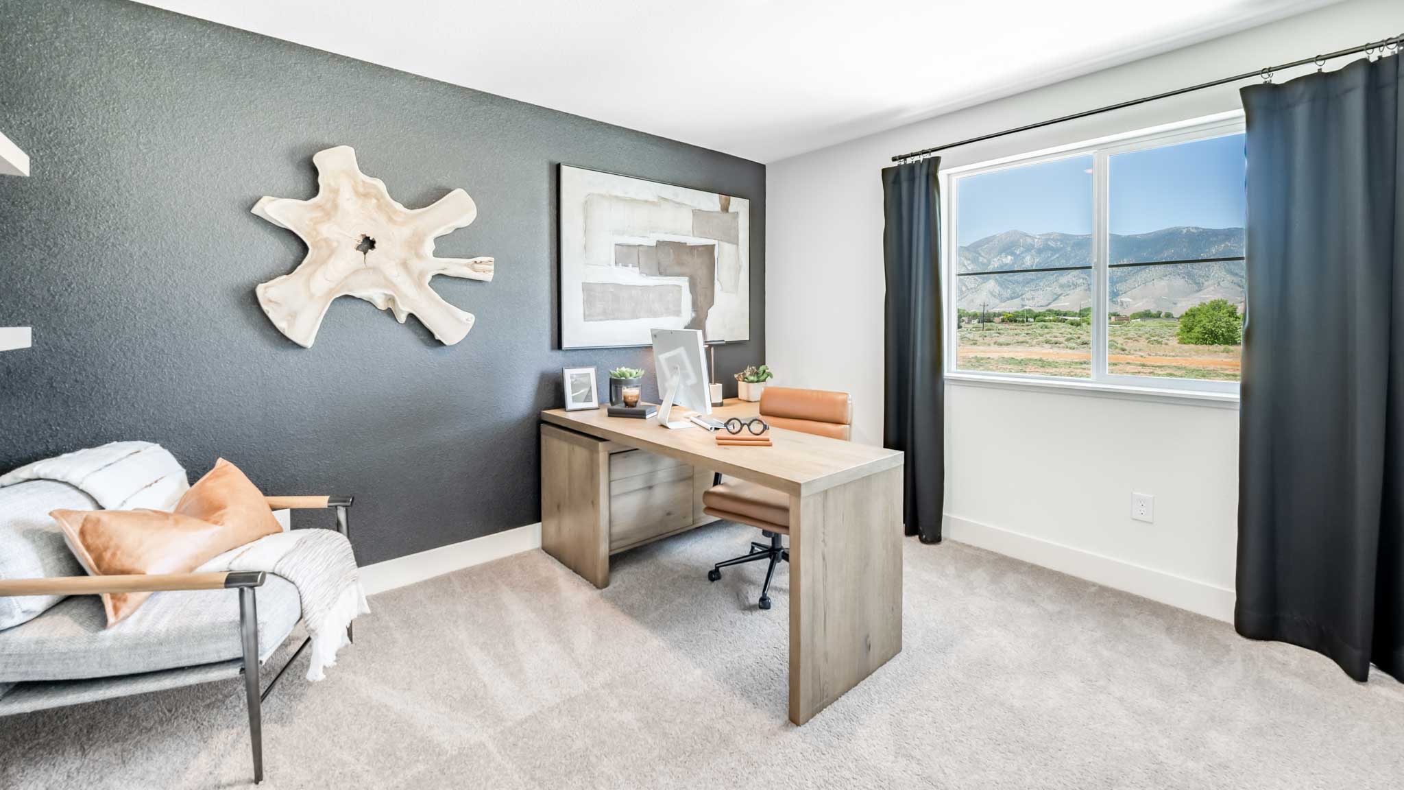 Secondary bedroom decorated as an office