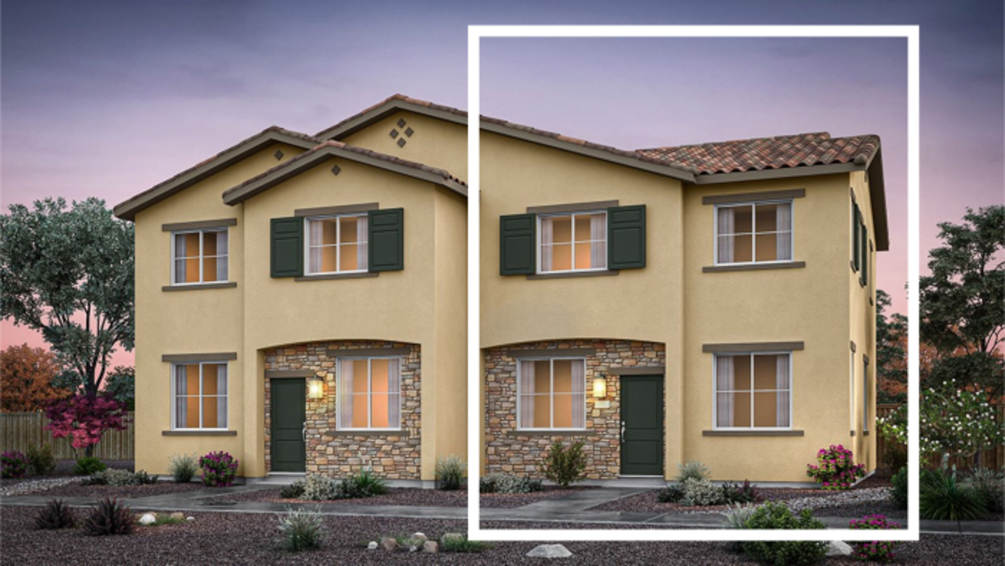 Front rendering of reverse Reece elevation C floorplan
