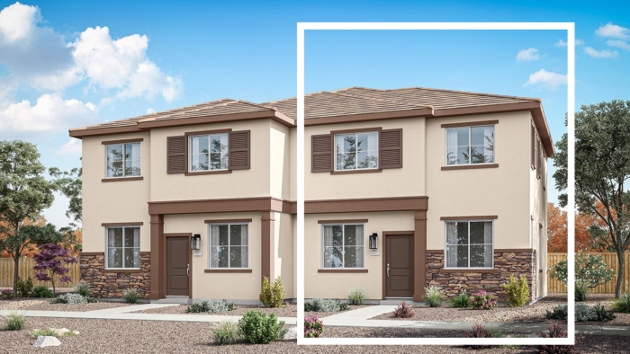 Front rendering of reverse Reece elevation B floorplan