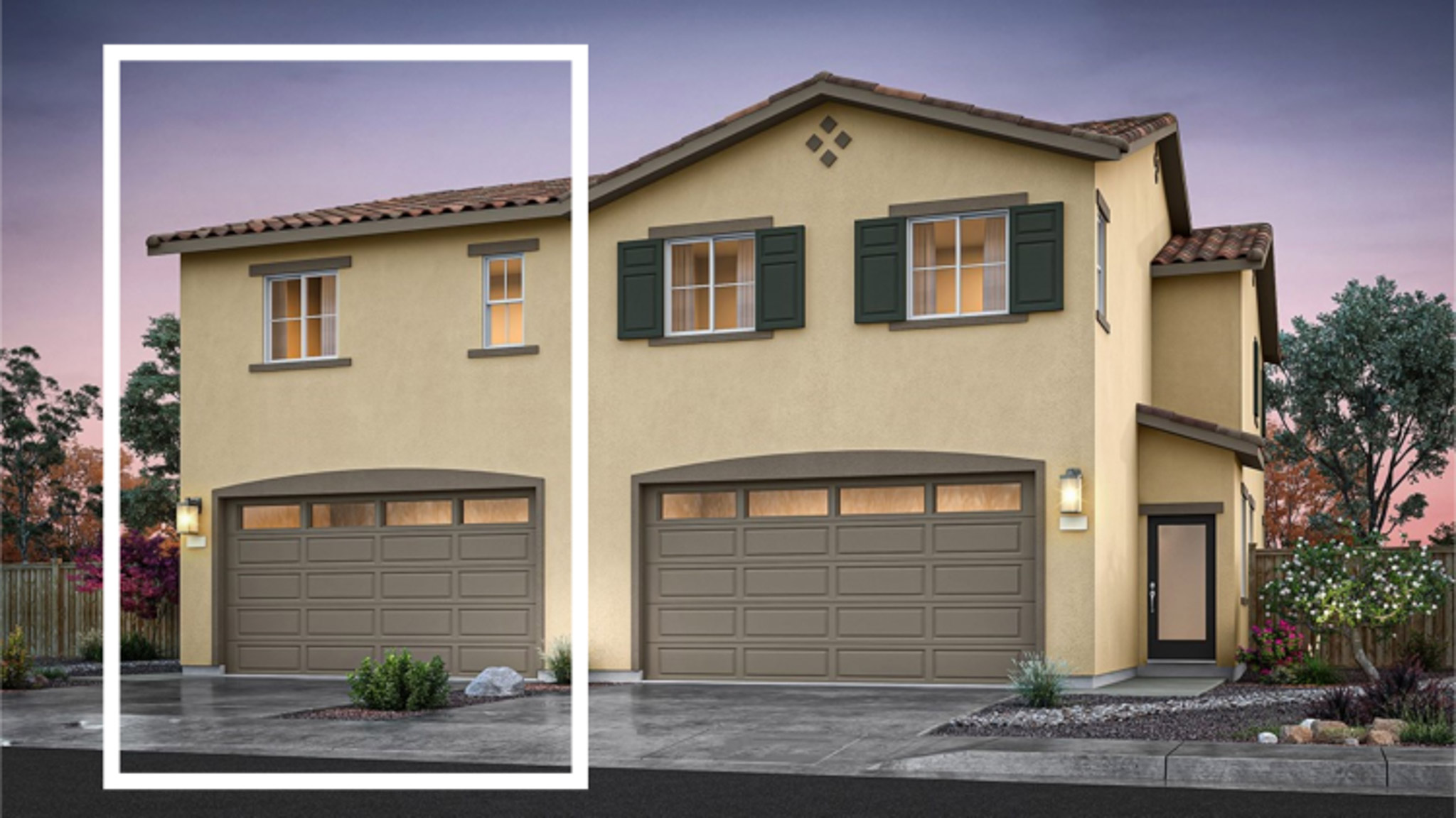 Front rendering of reverse Reece elevation C floorplan