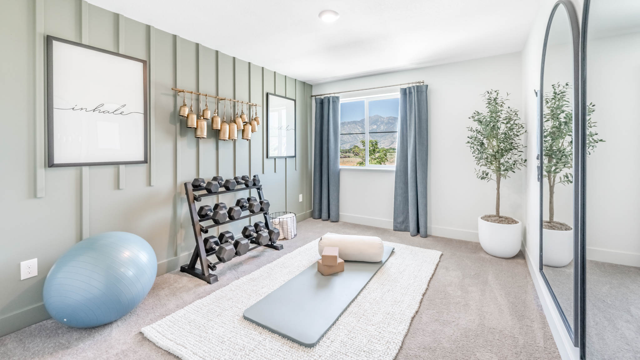 Secondary bedroom decorated as a workout room