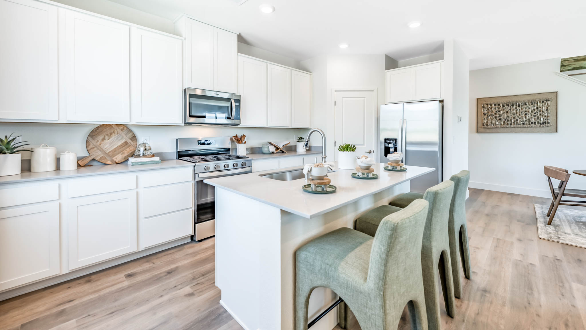 Bright modern kitchen with a huge island