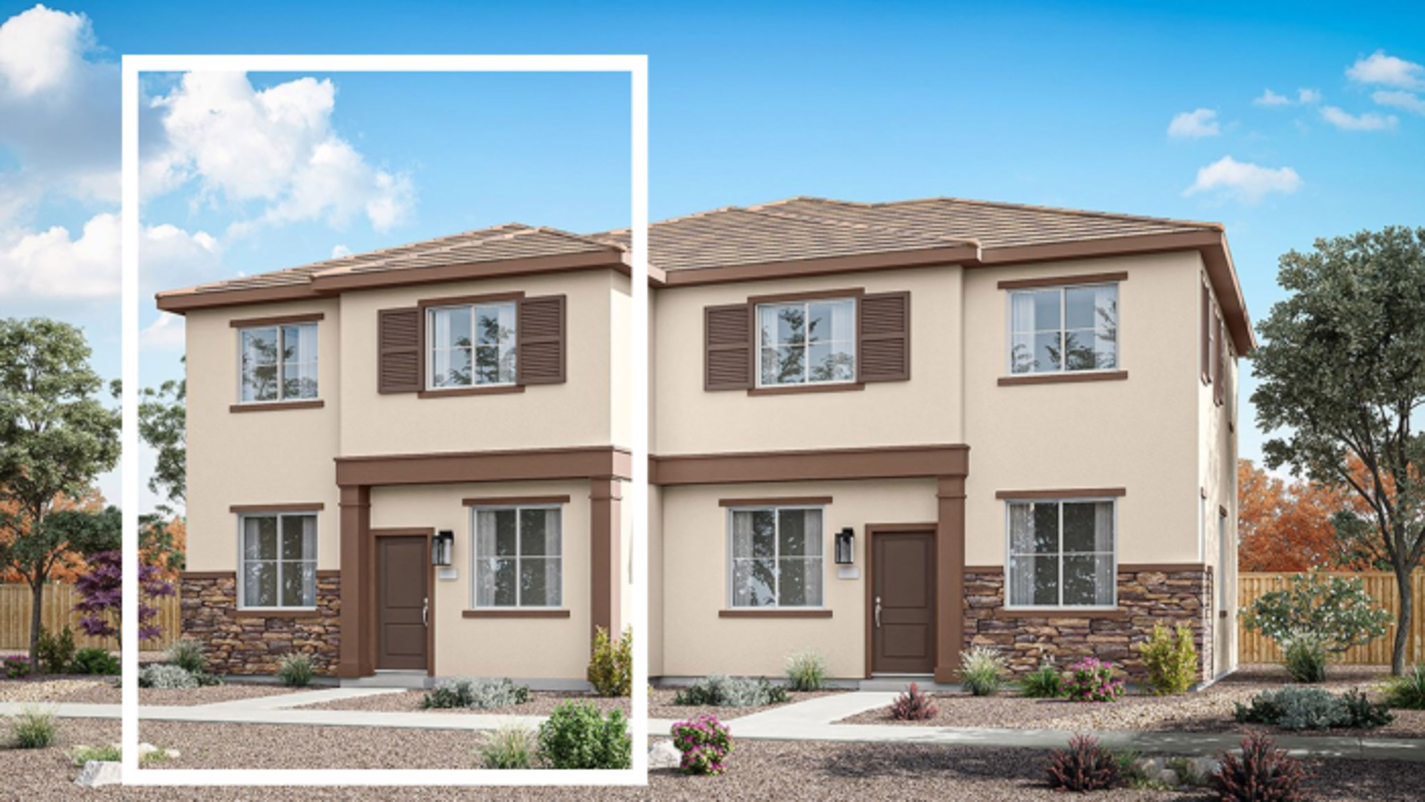 Front rendering of reverse Colorado elevation B floorplan
