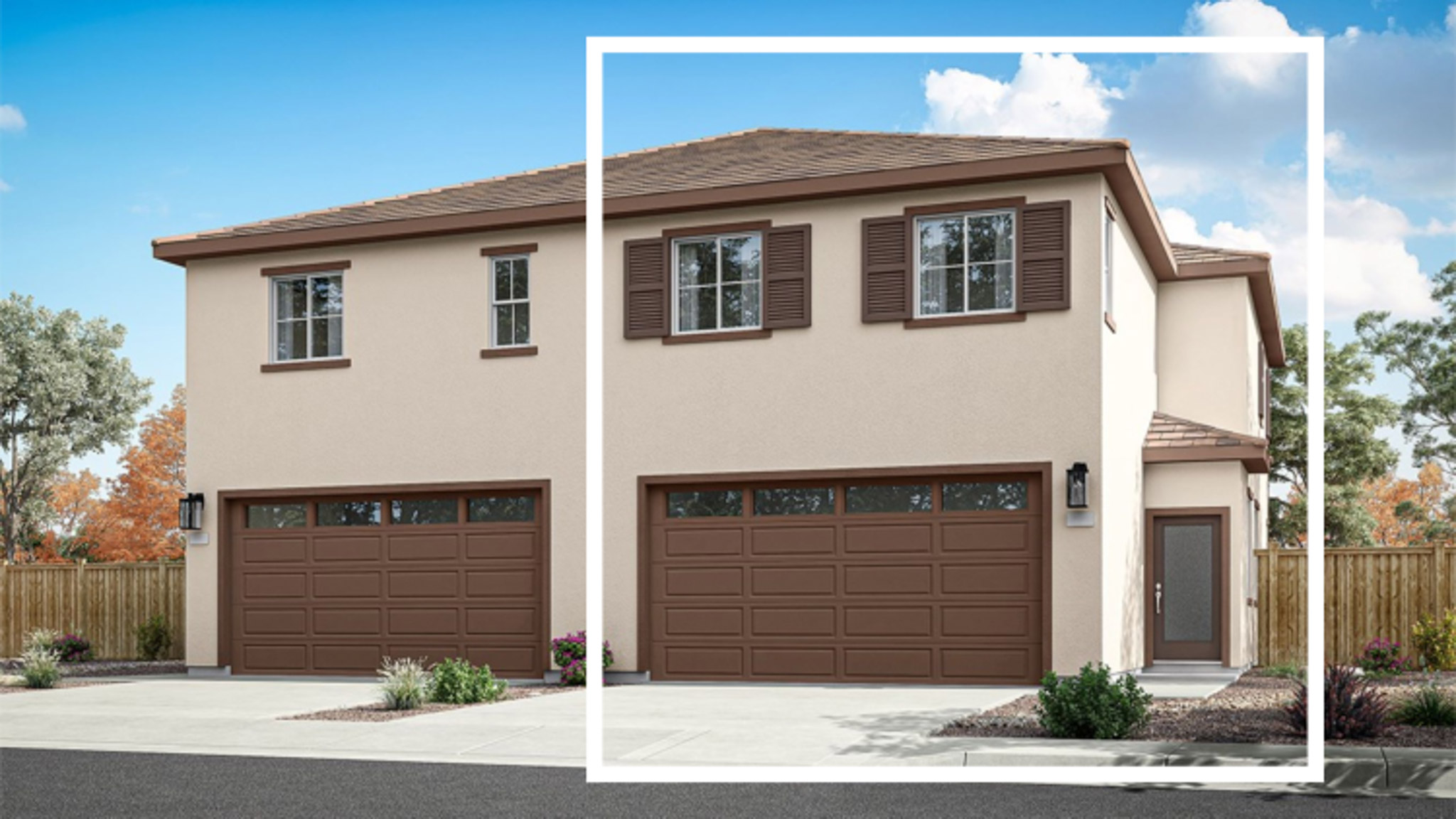 Garage rendering of reverse Colorado elevation B floorplan