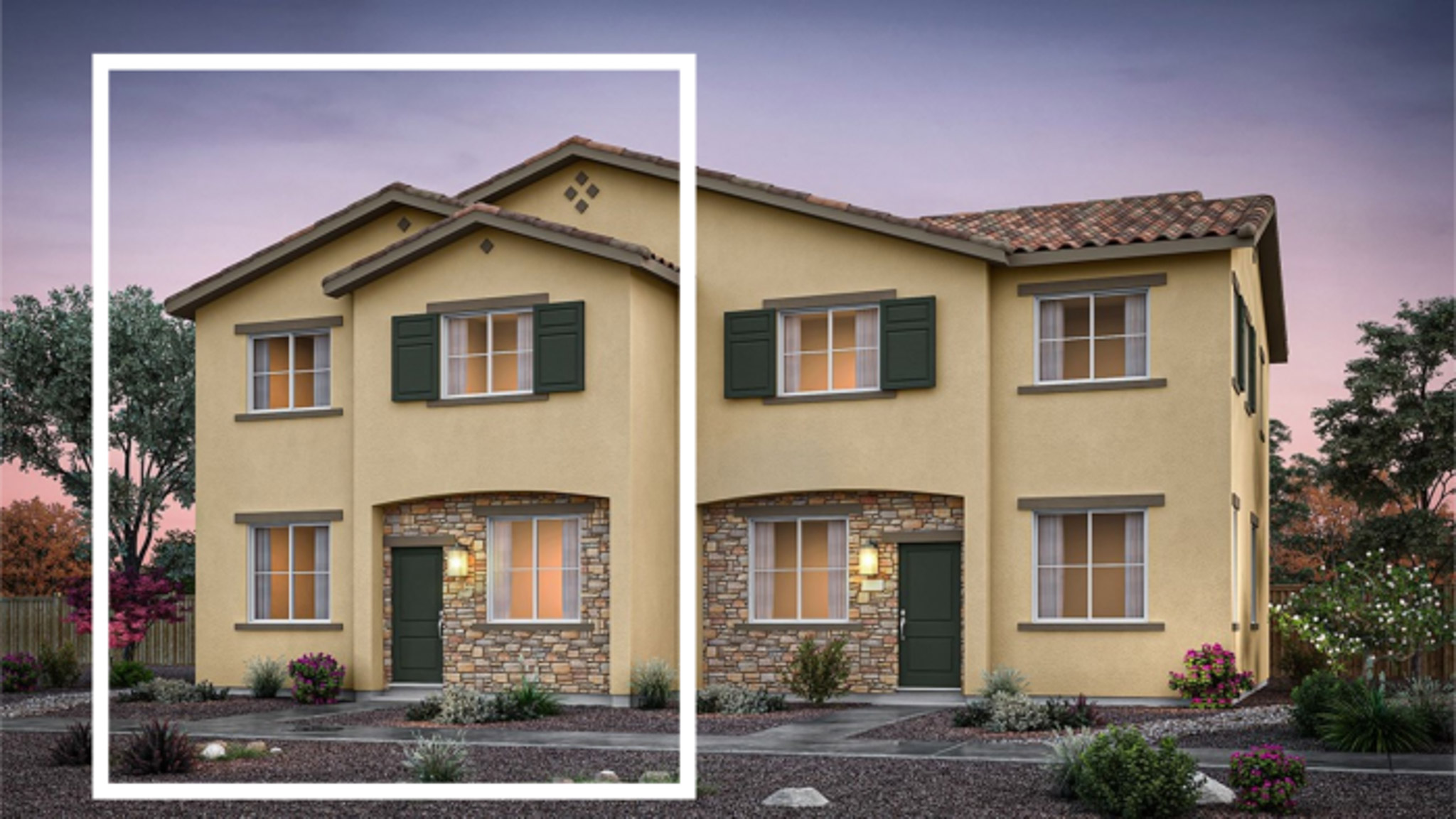 Front rendering of reverse Colorado elevation C floorplan