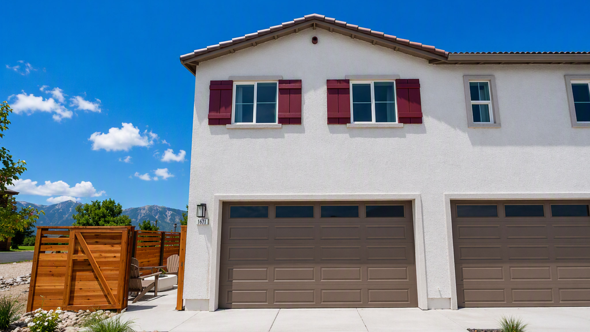 Exterior of the garages of the models at Indigo Sky in Minden Nevada