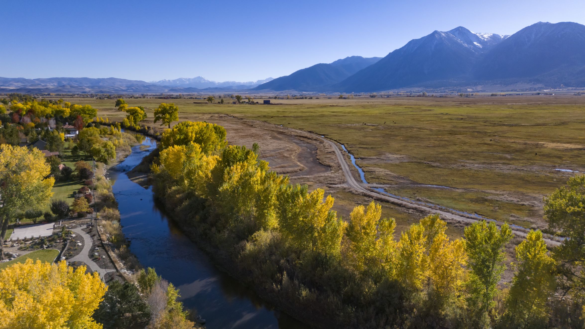 Drone photo of river in Minden