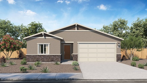 Single story exterior rendering B stucco and stone