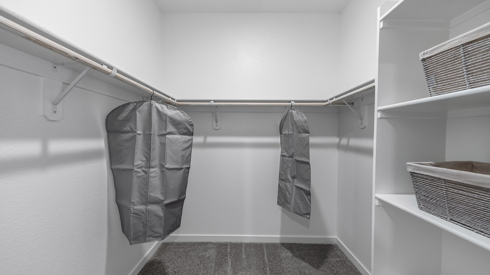 Walk-in closet with shelves