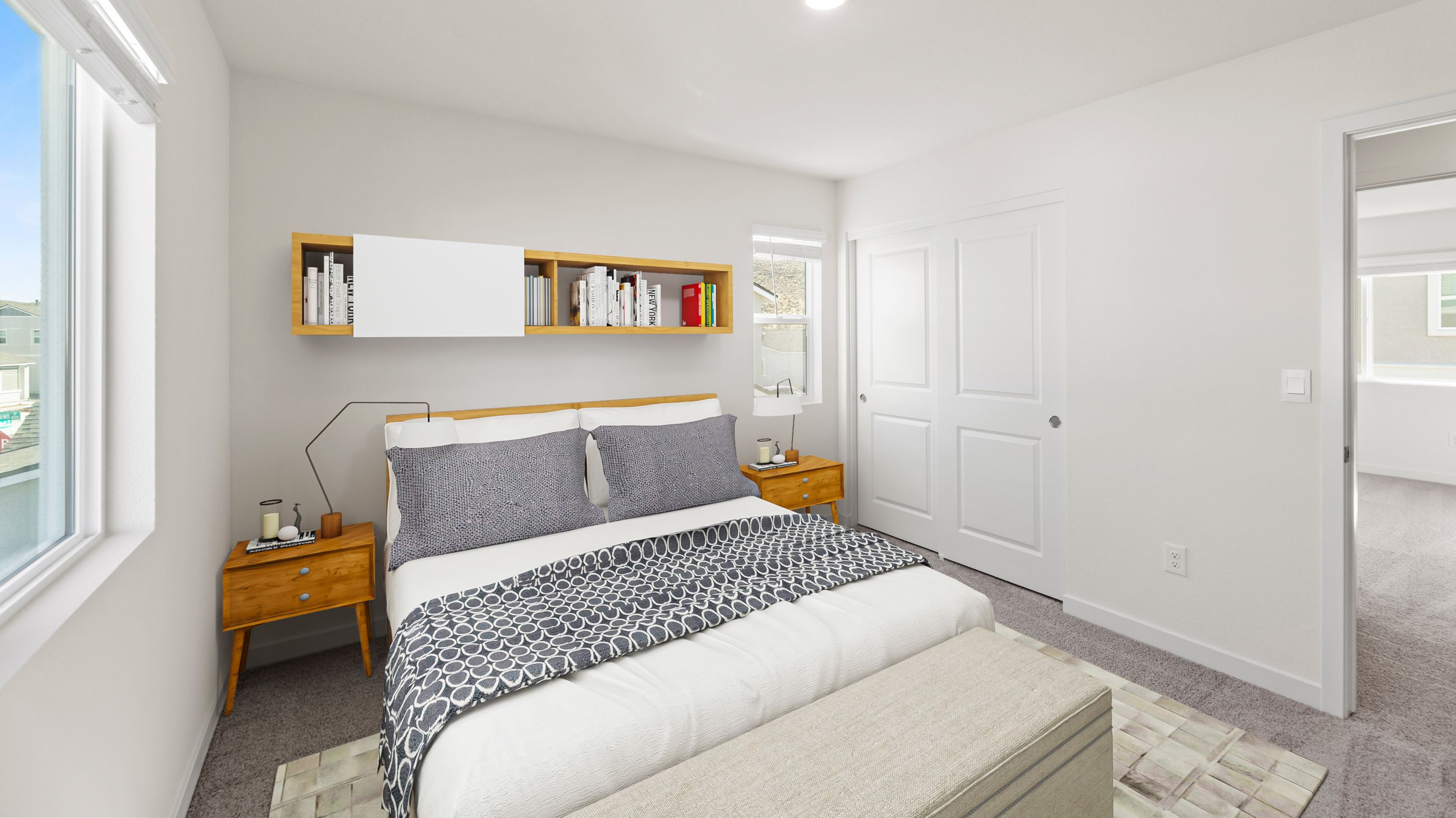 Virtually staged secondary bedroom