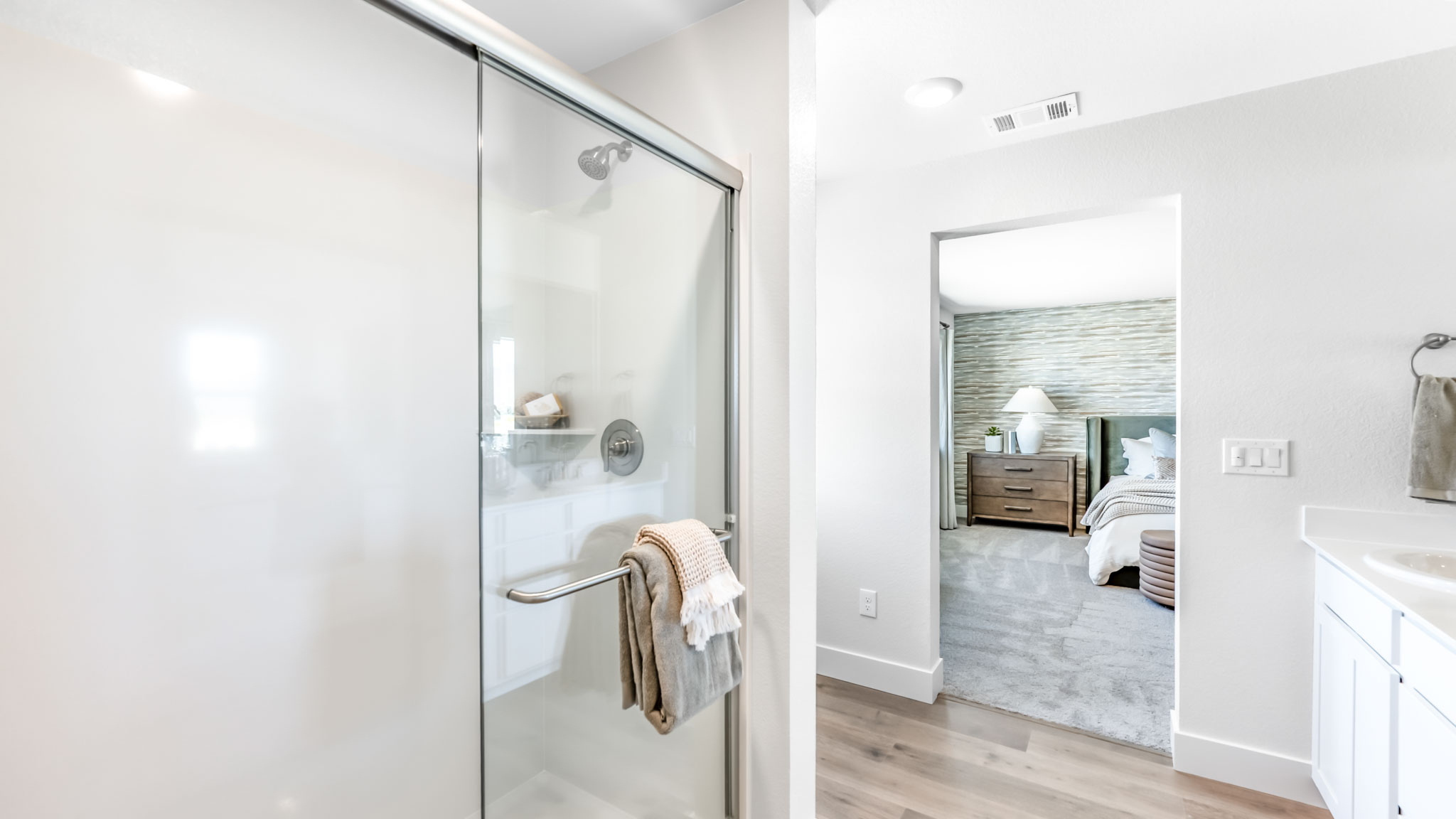 Large walk-in shower in primary bathroom