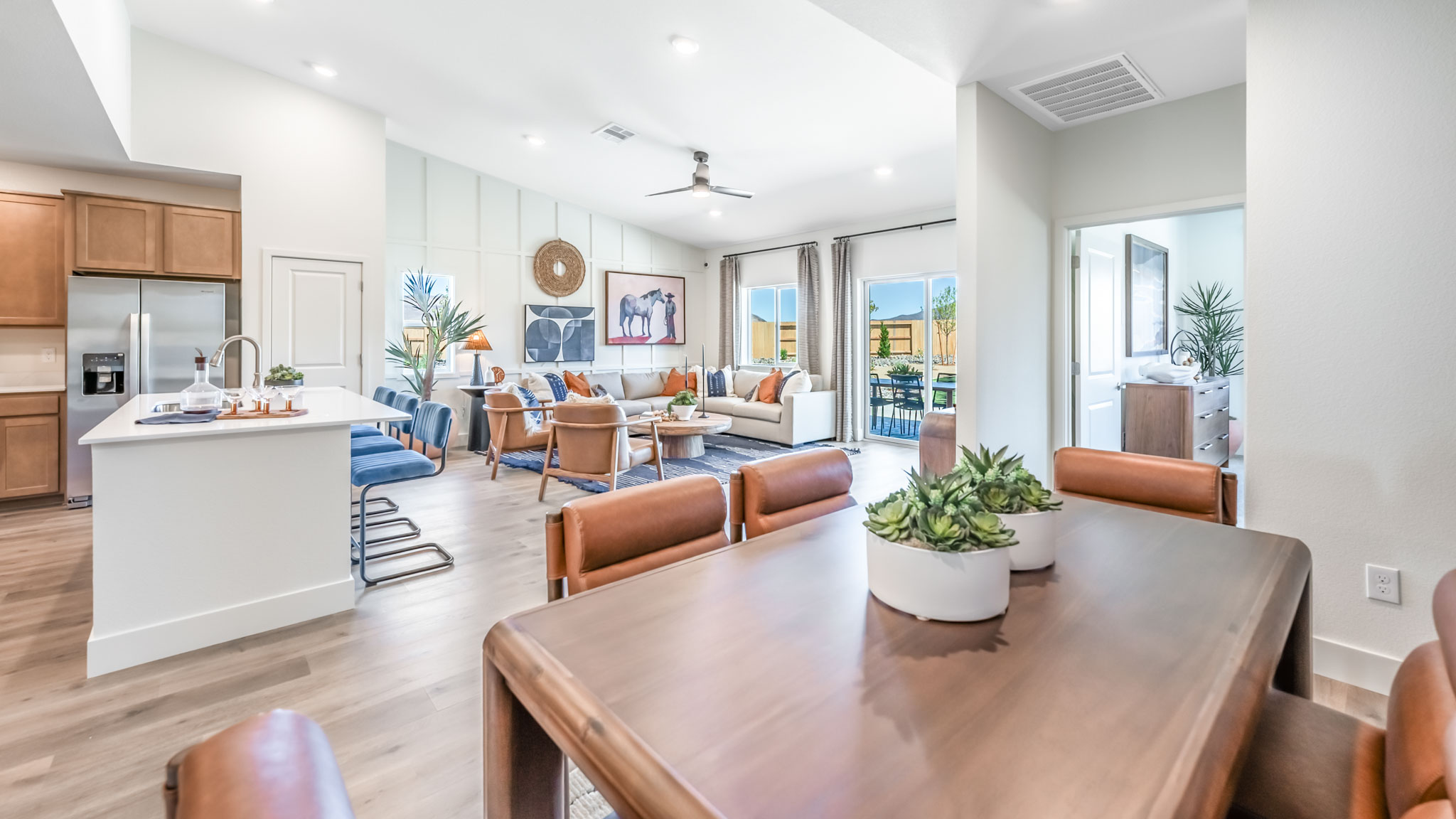Space in the first floor open-concept with room for a full sized dining table