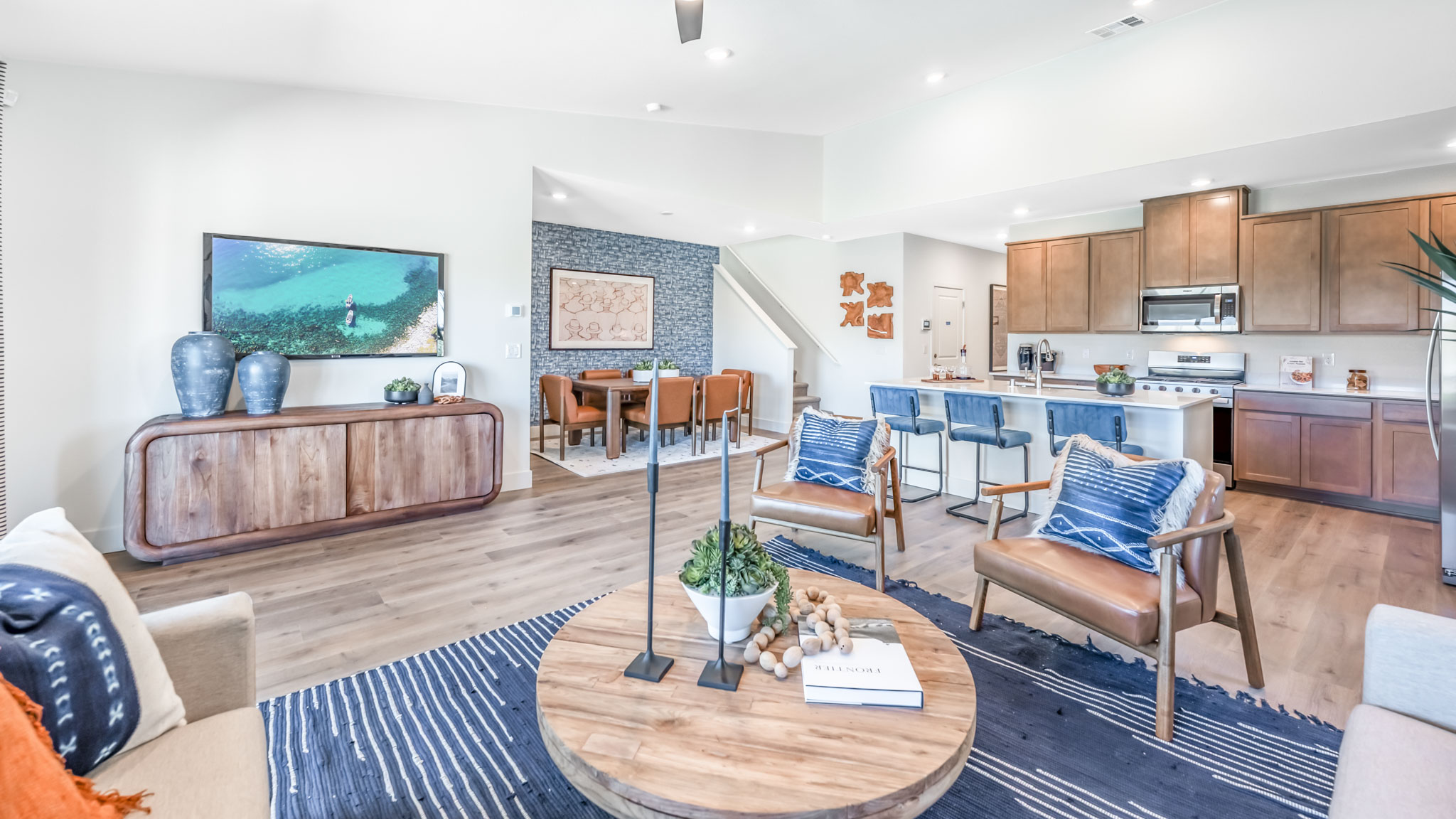 Open concept living room looking out towards the kitchen