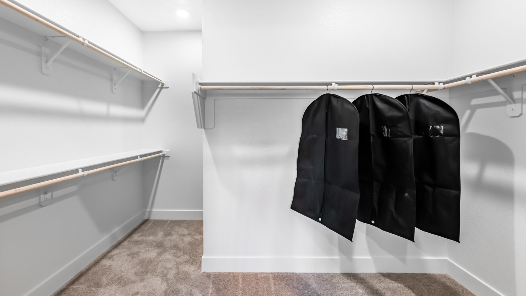 Large walk-in closet with built-in shelves