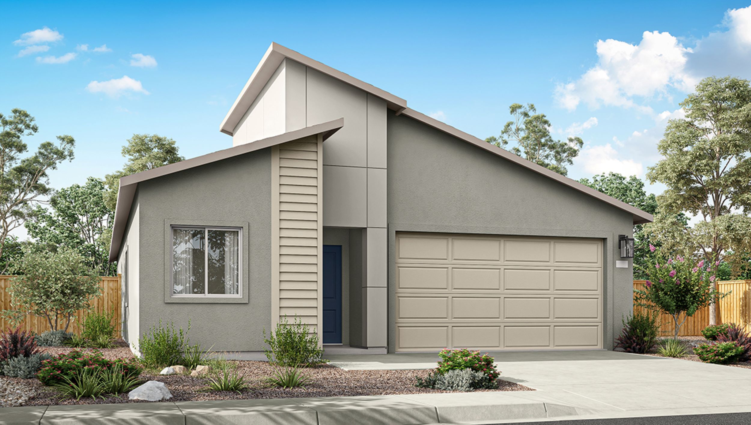 Single-story Bryce rendered elevation with contemporary exterior