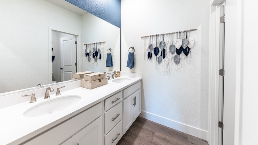 Secondary bathroom with dual sinks