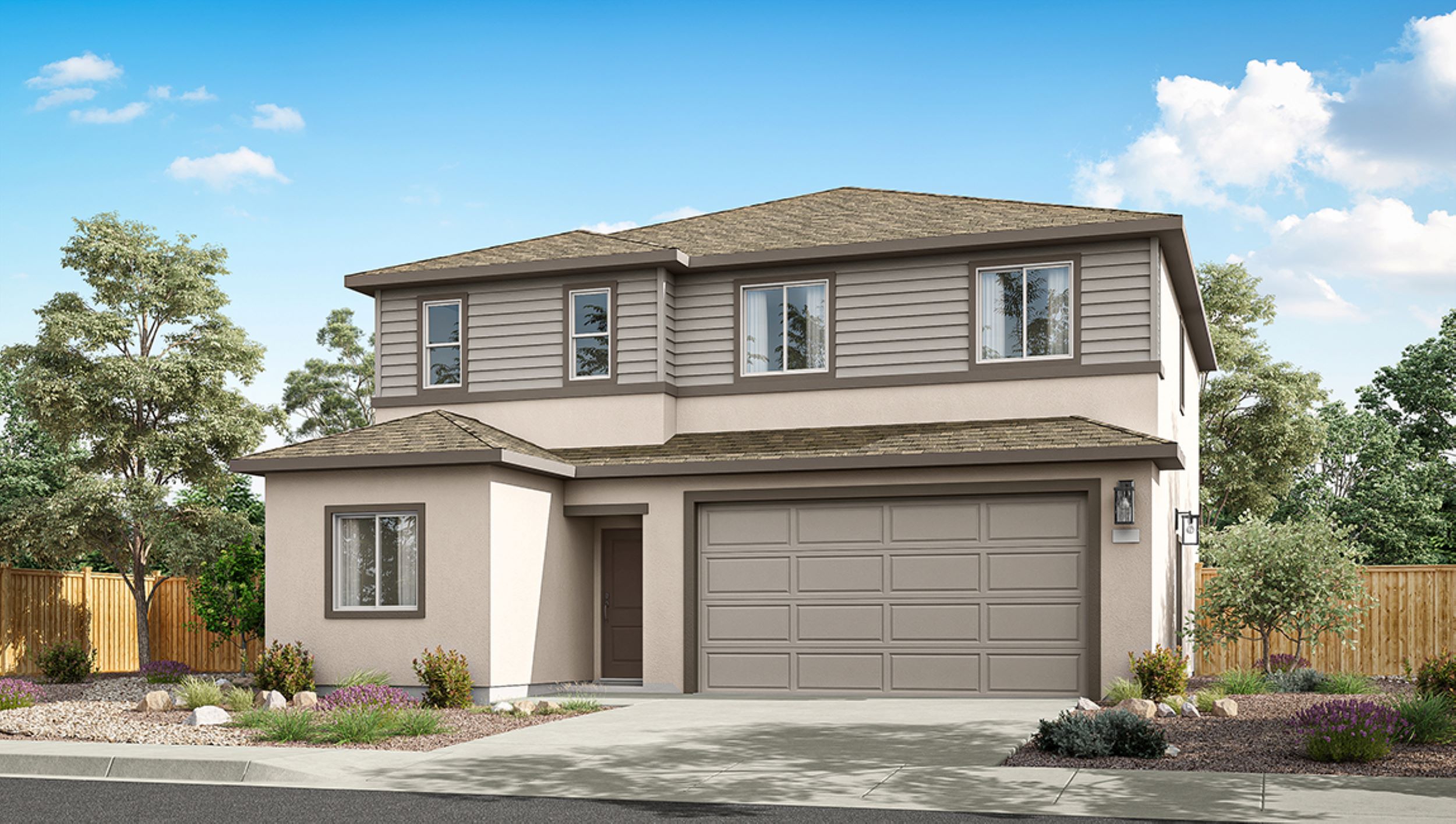Two-story Zion floorplan rendering with West Coast exterior package