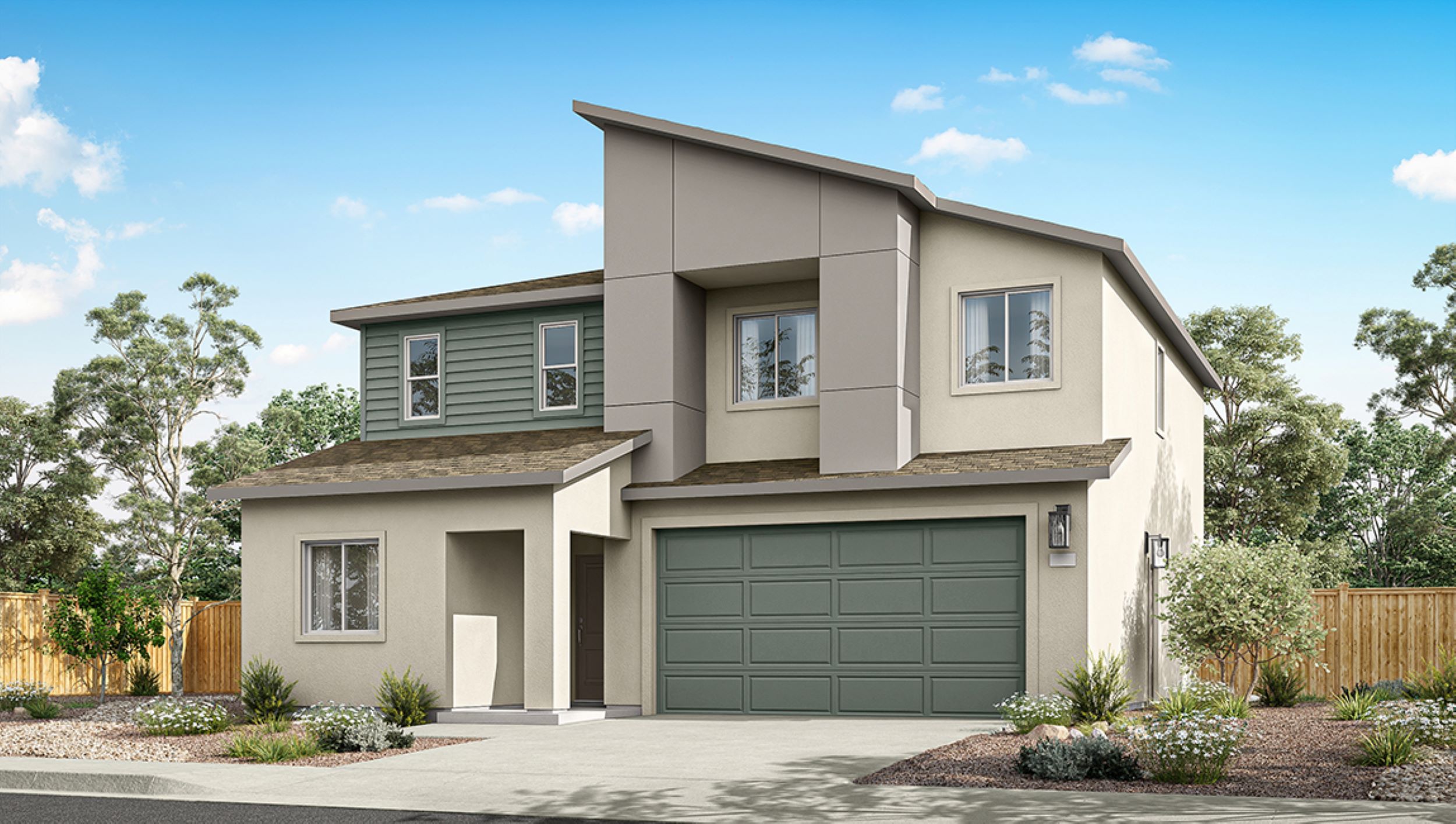 Two-story Zion floorplan rendering with Contemporary exterior package