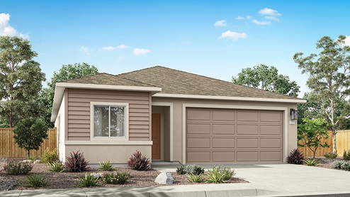 Bryce rendered single-story elevation with West Coast exterior