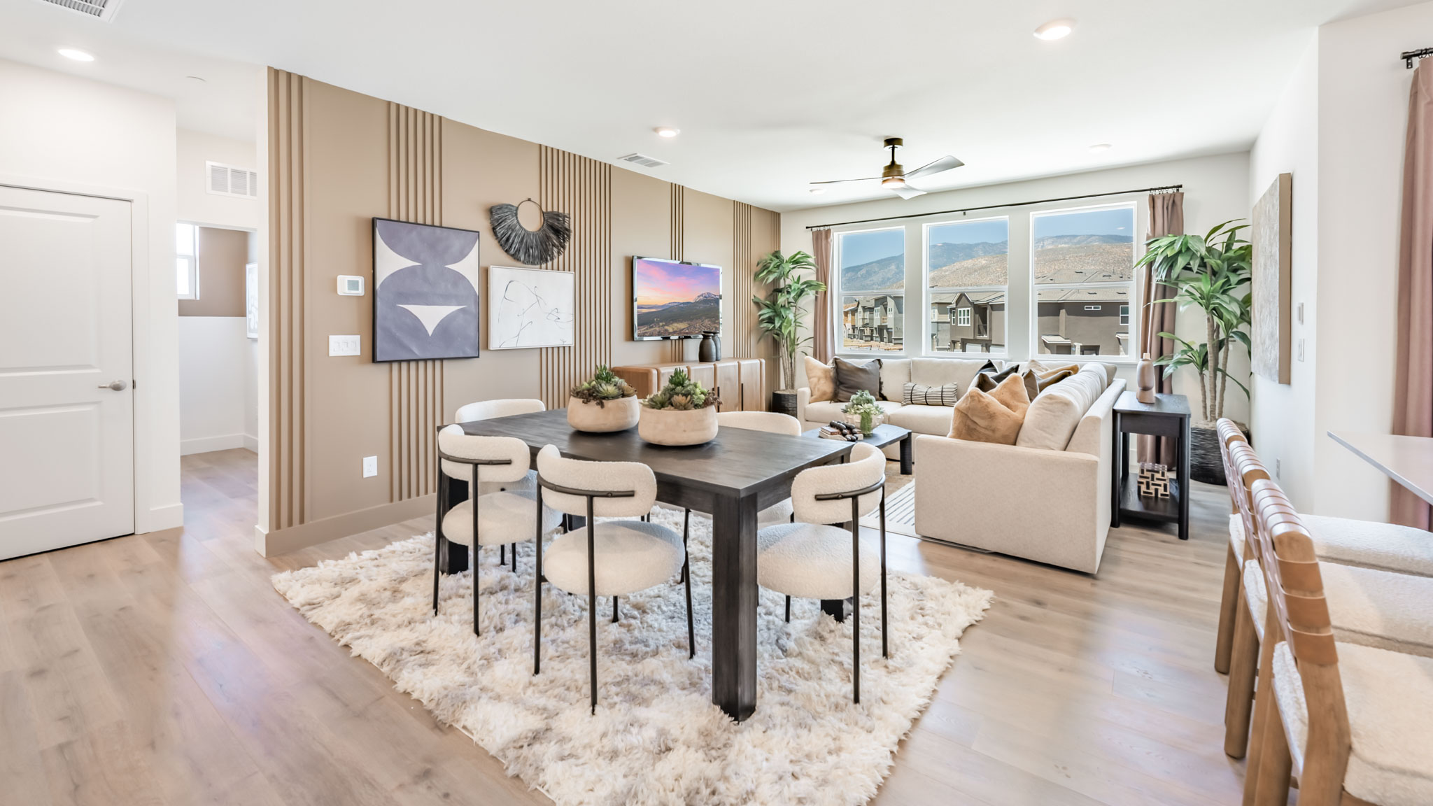 Bright dining room facing the living room