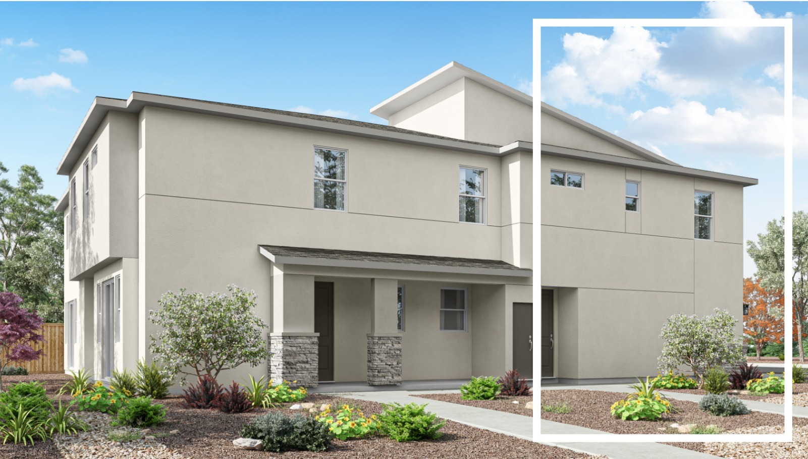 Rendered elevation E of 1315 sq. ft. plan
