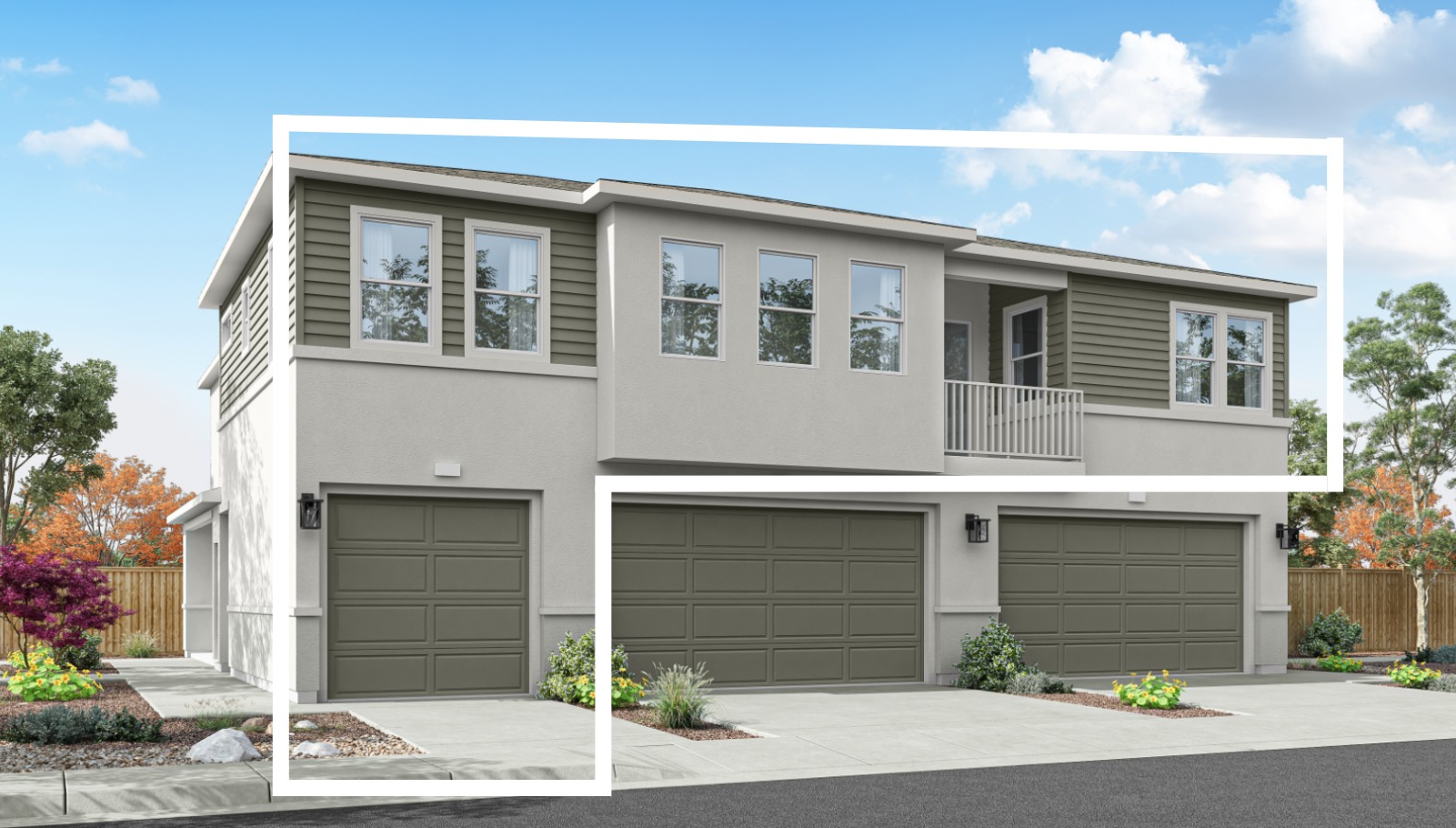 Rendered elevation D of garage of 1315 sq. ft. plan