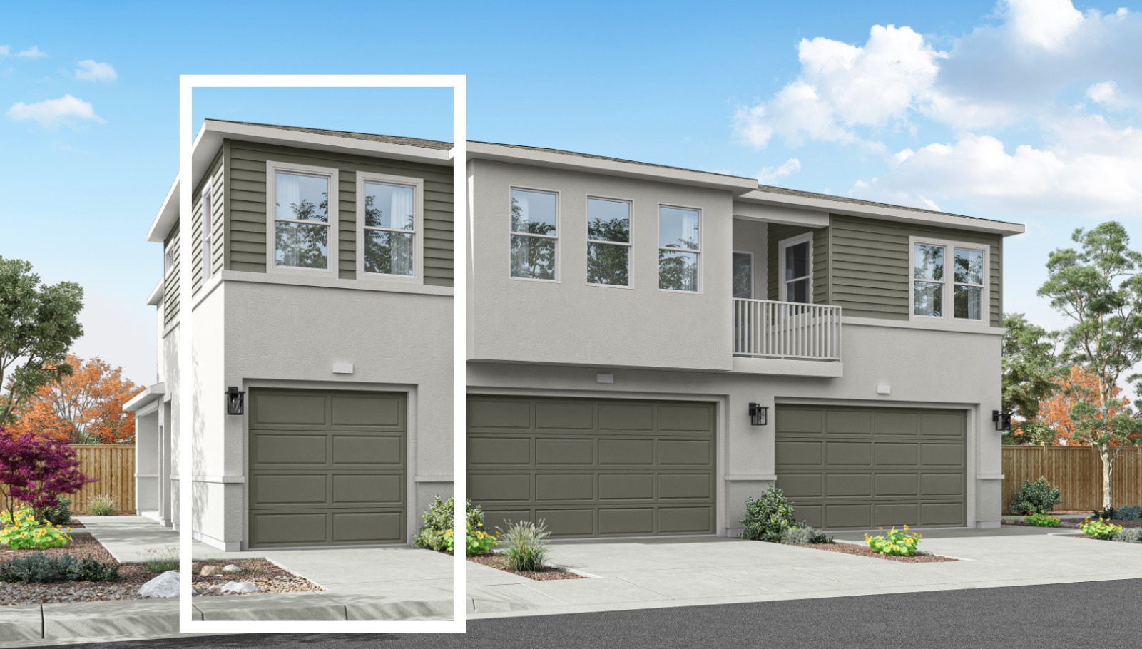 Rendered elevation D of garage of 1315 sq. ft. plan