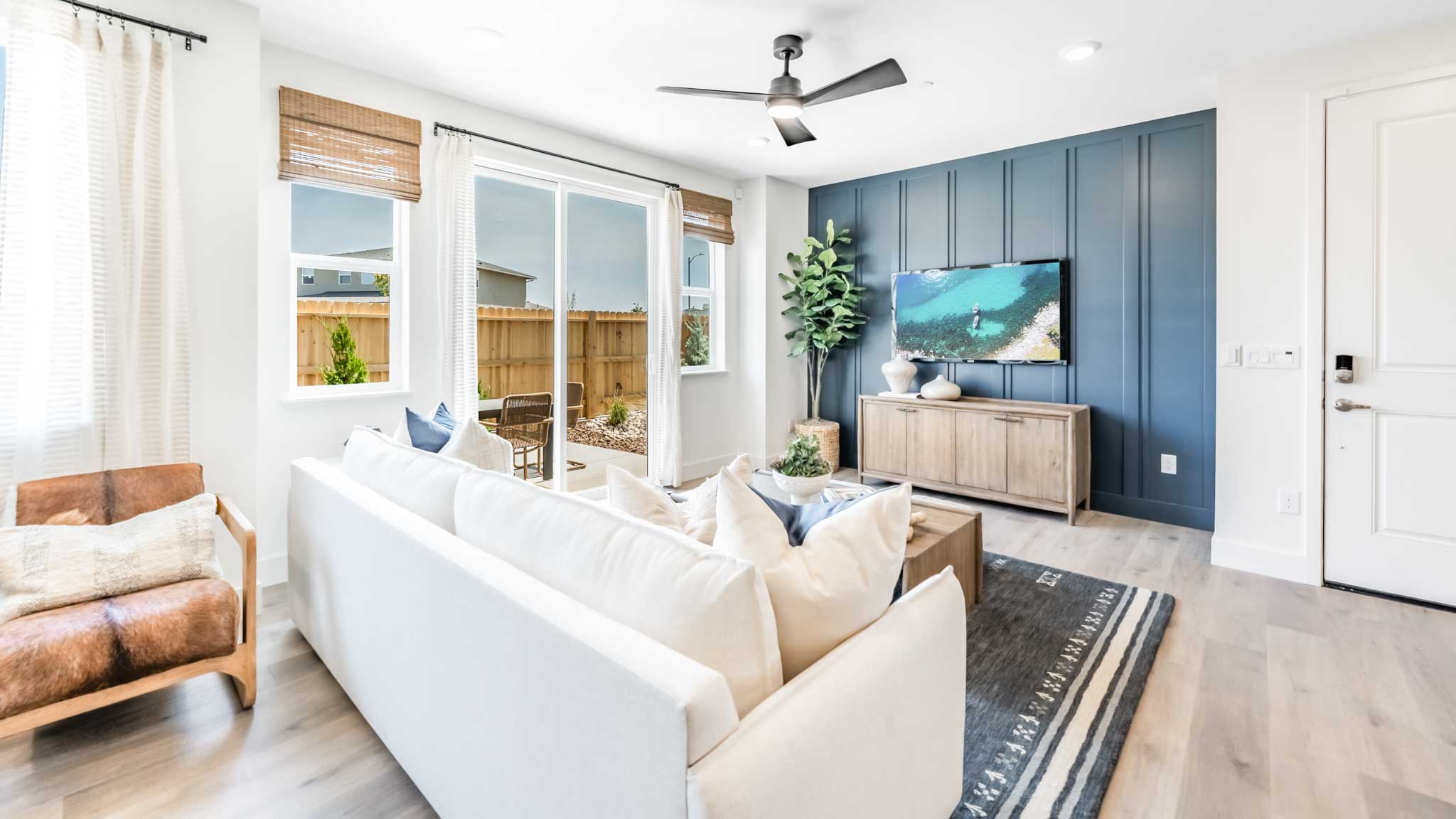 Open concept great room near the sliding door out to the backyard