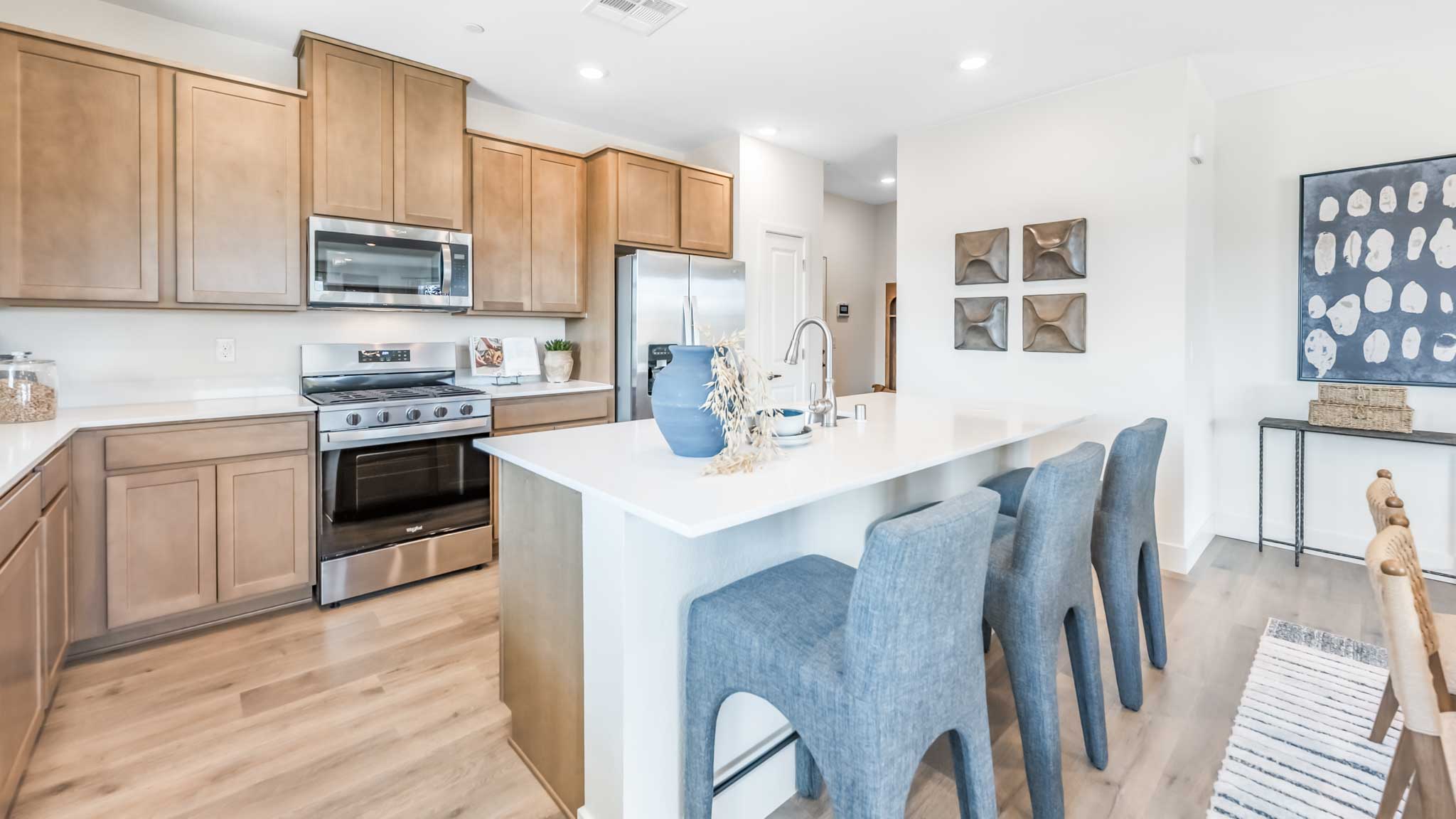 Kitchen island with enough room for 3 barstools