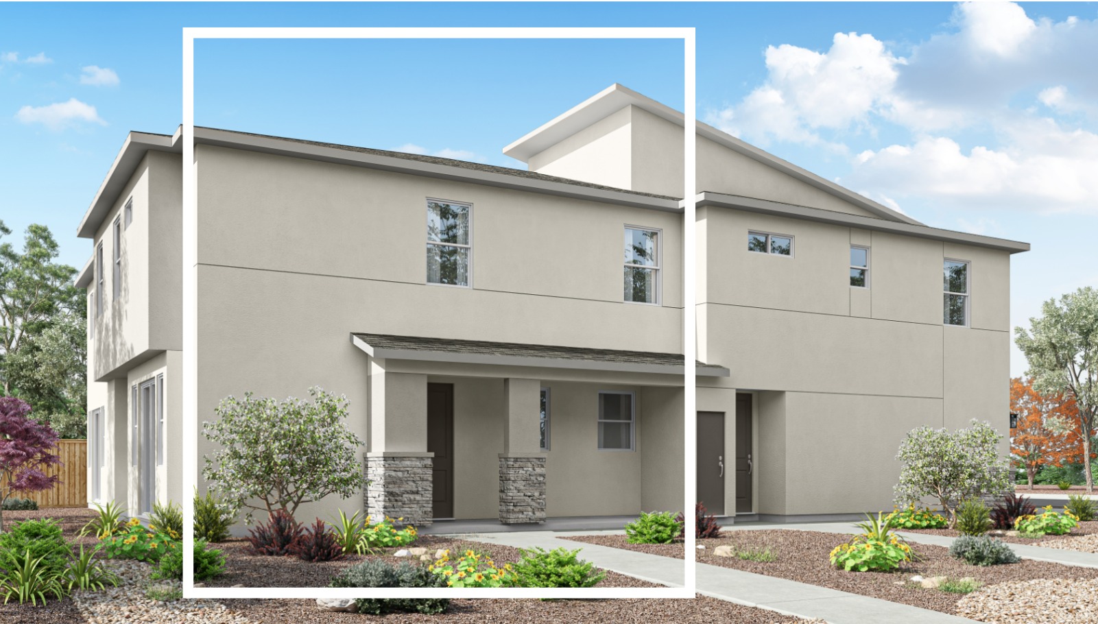 Rendered elevation E of 1650 sq. ft. plan
