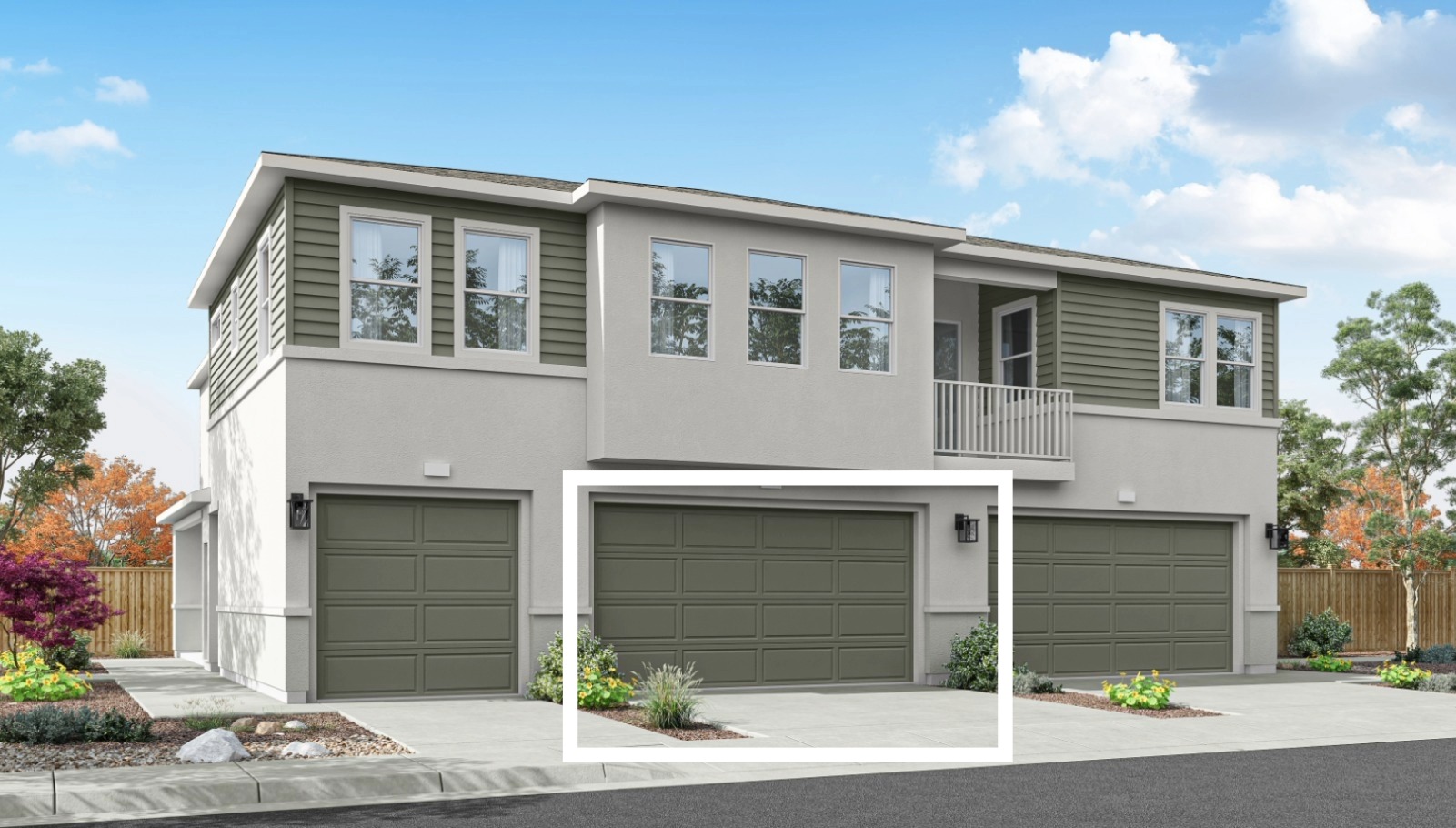 Rendered elevation D of garage of 1650 sq. ft. plan