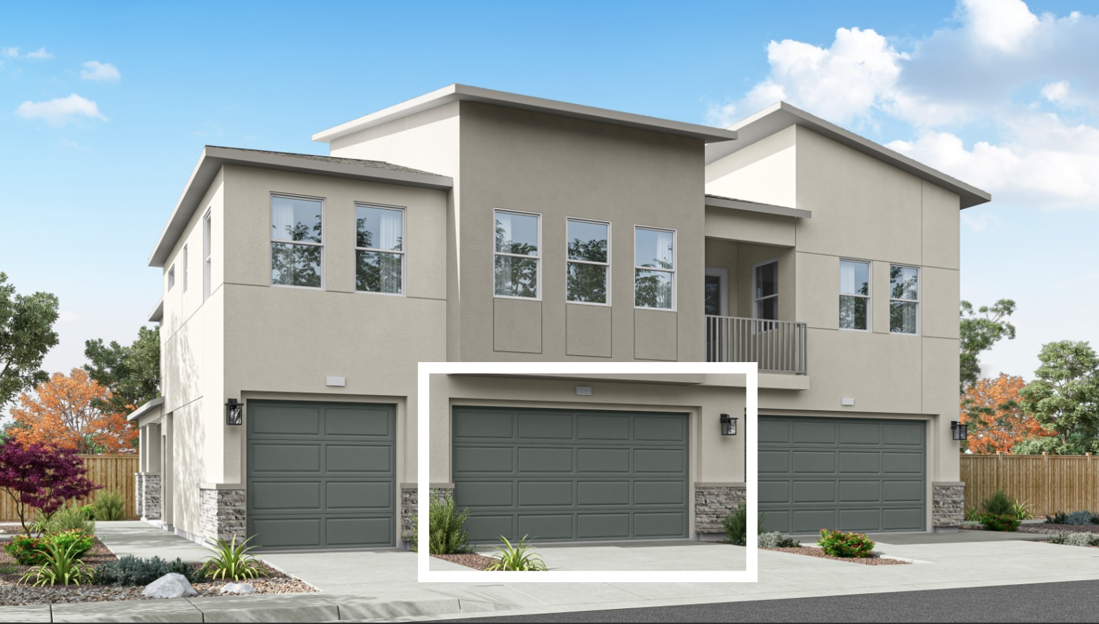 Rendered elevation E of garage of 1650 sq. ft. plan