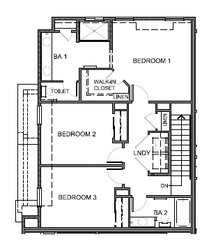 Standard second level floorplan of 1650 sq. ft. plan
