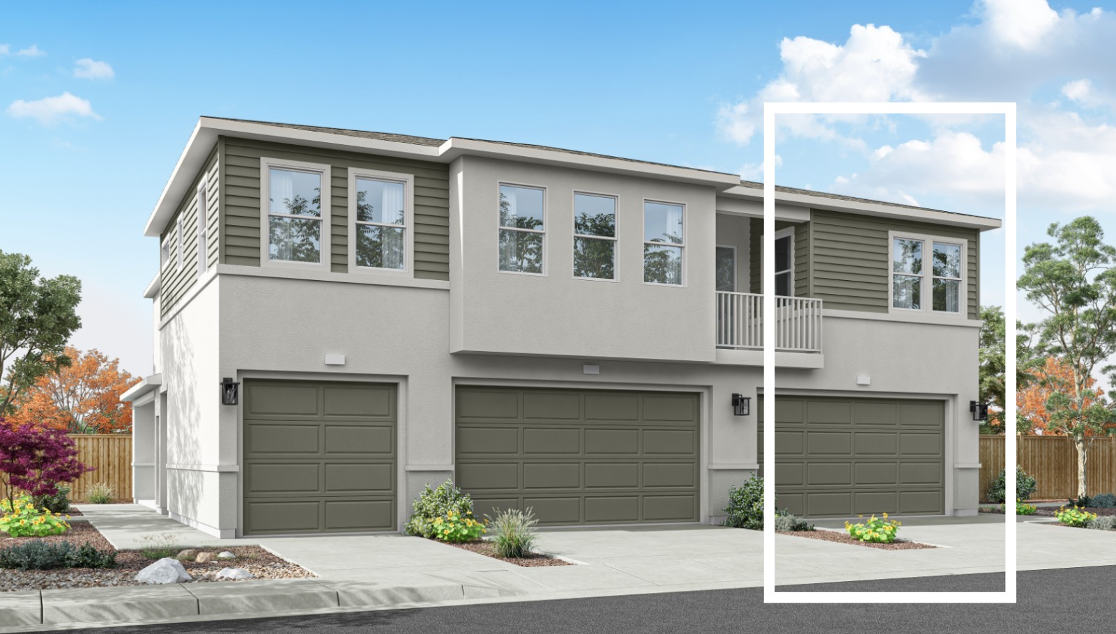 Rendered elevation D of garage of 1650 sq. ft. plan