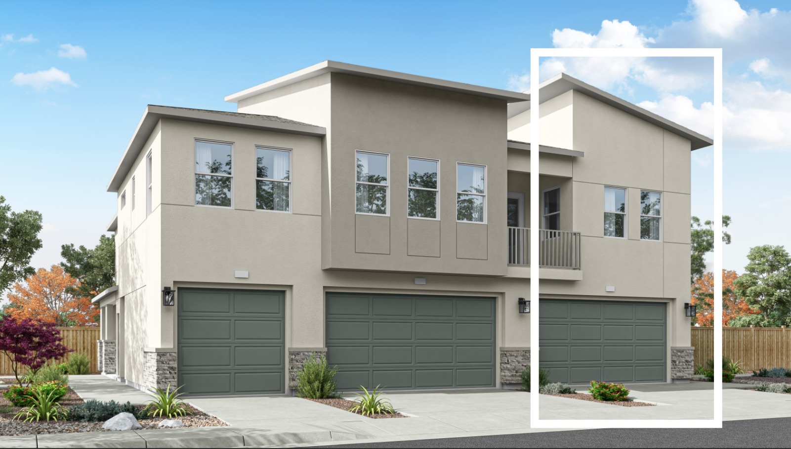 Rendered elevation E of garage of 1650 sq. ft. plan