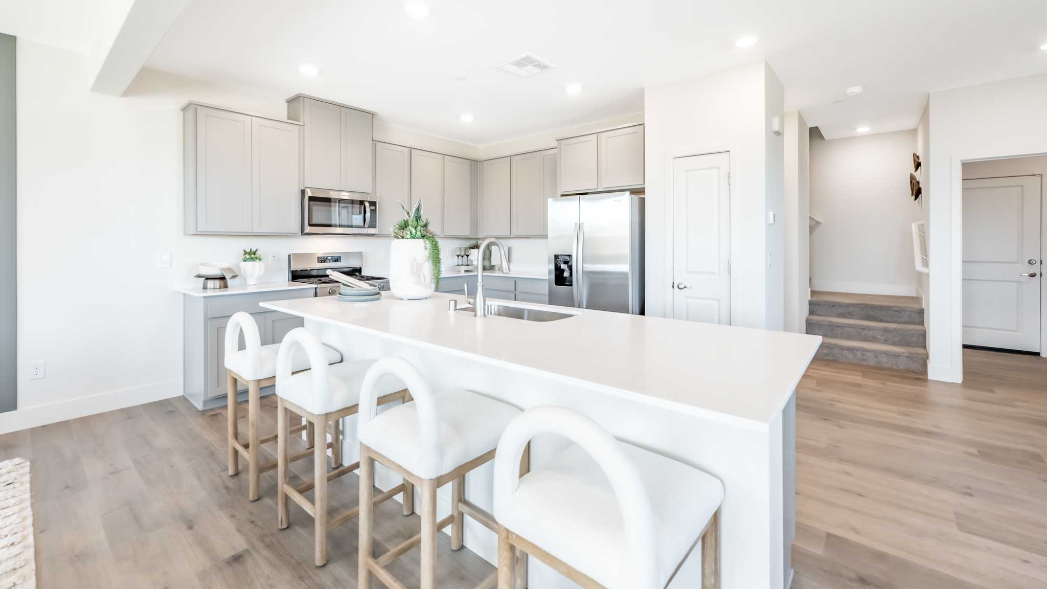Modern kitchen with stainless steel appliances