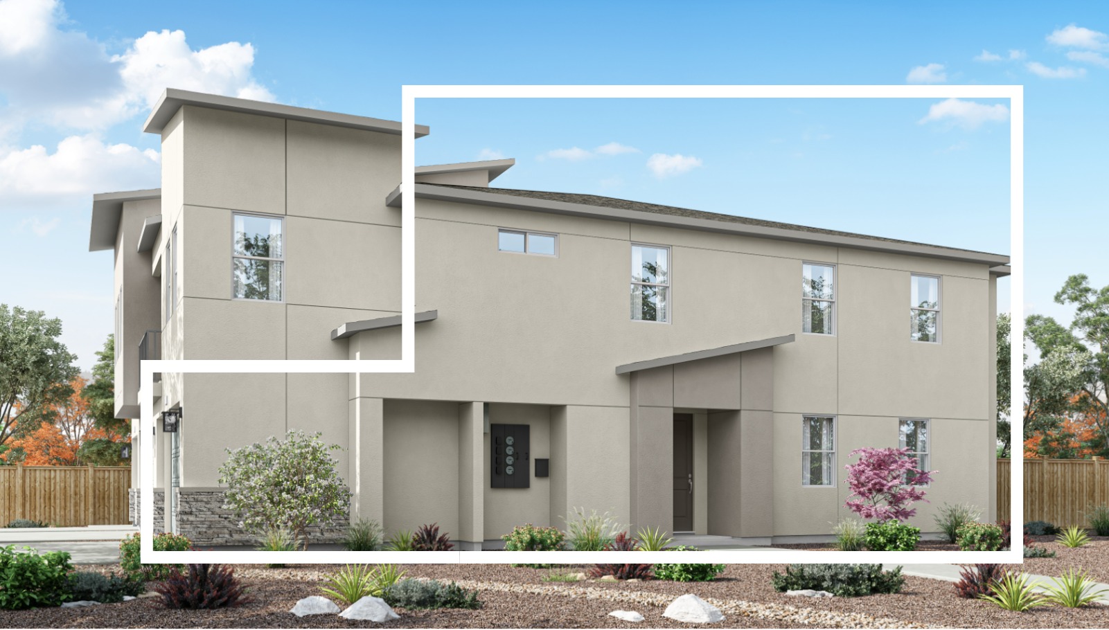 Rendered elevation E of 1869 sq. ft. plan