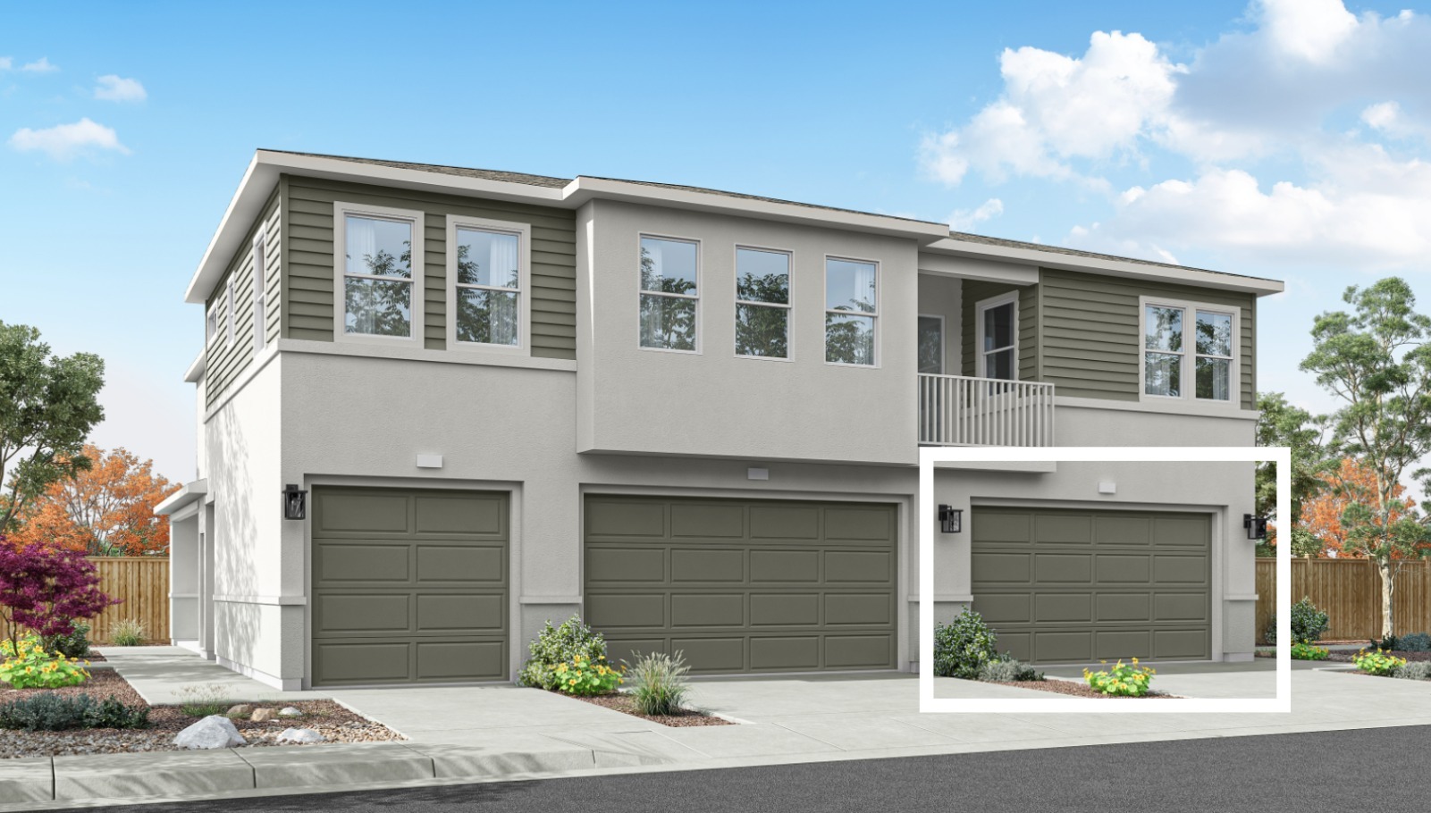 Rendered elevation D of garage of 1869 sq. ft. plan