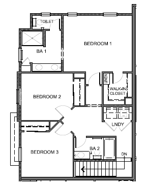 Reverse second level floorplan of 1869 sq. ft. plan