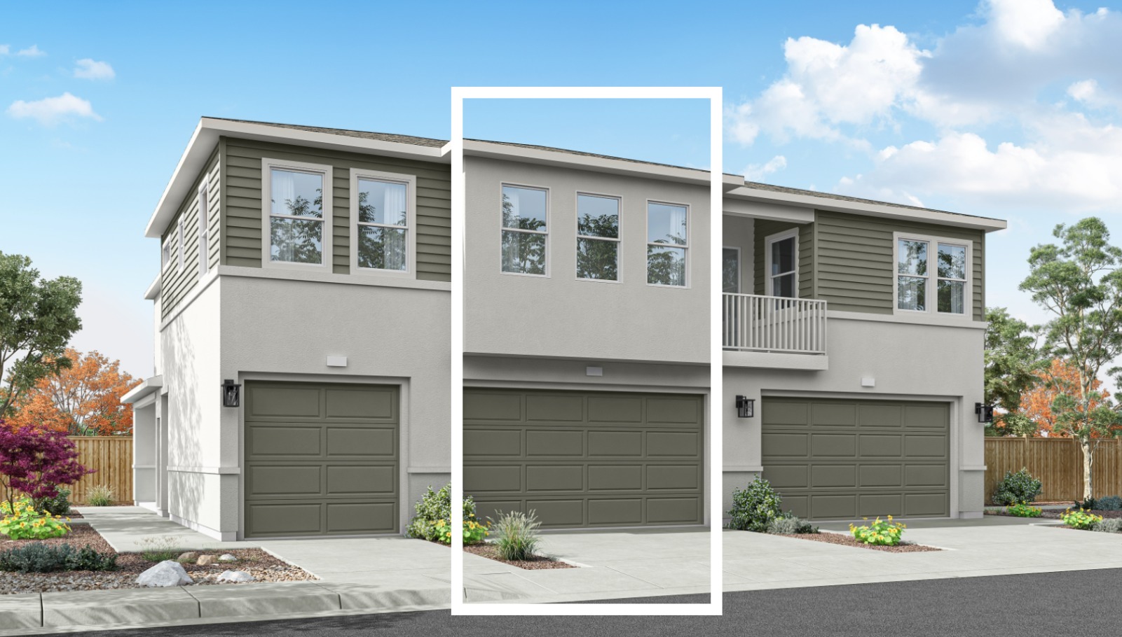 Rendered elevation D of garage of 1869 sq. ft. plan