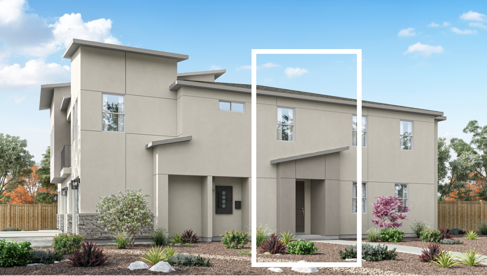 Rendered elevation E of 1869 sq. ft. plan