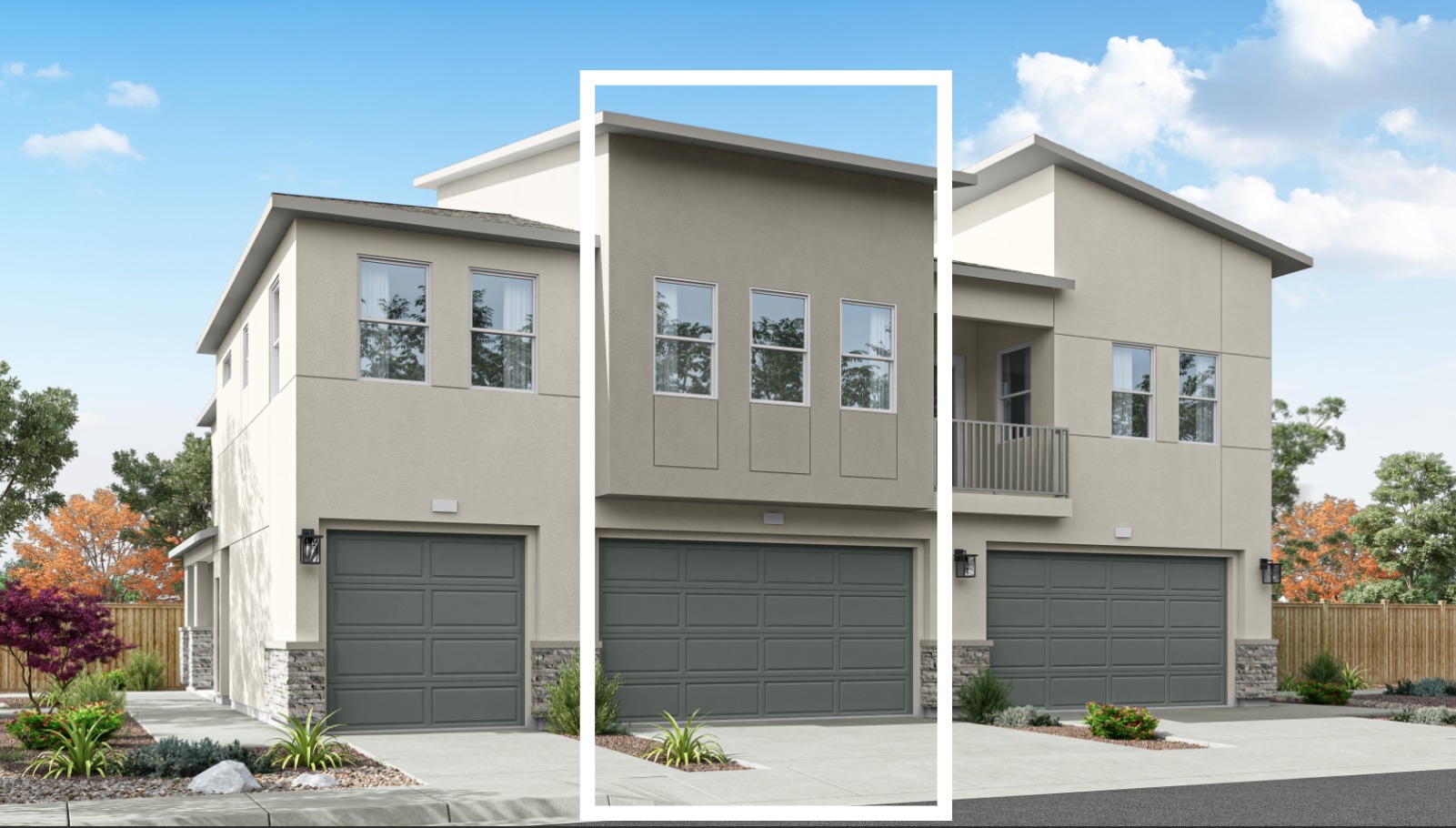 Rendered elevation E of garage of 1869 sq. ft. plan