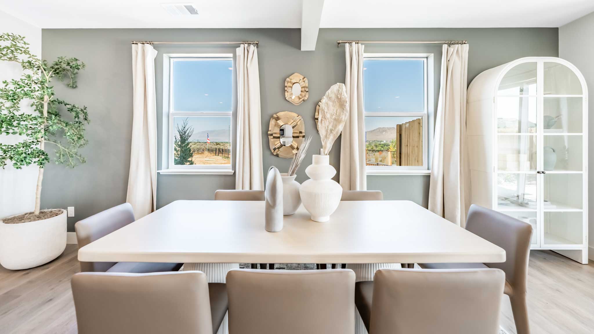 Large table with enough room for 8 chairs