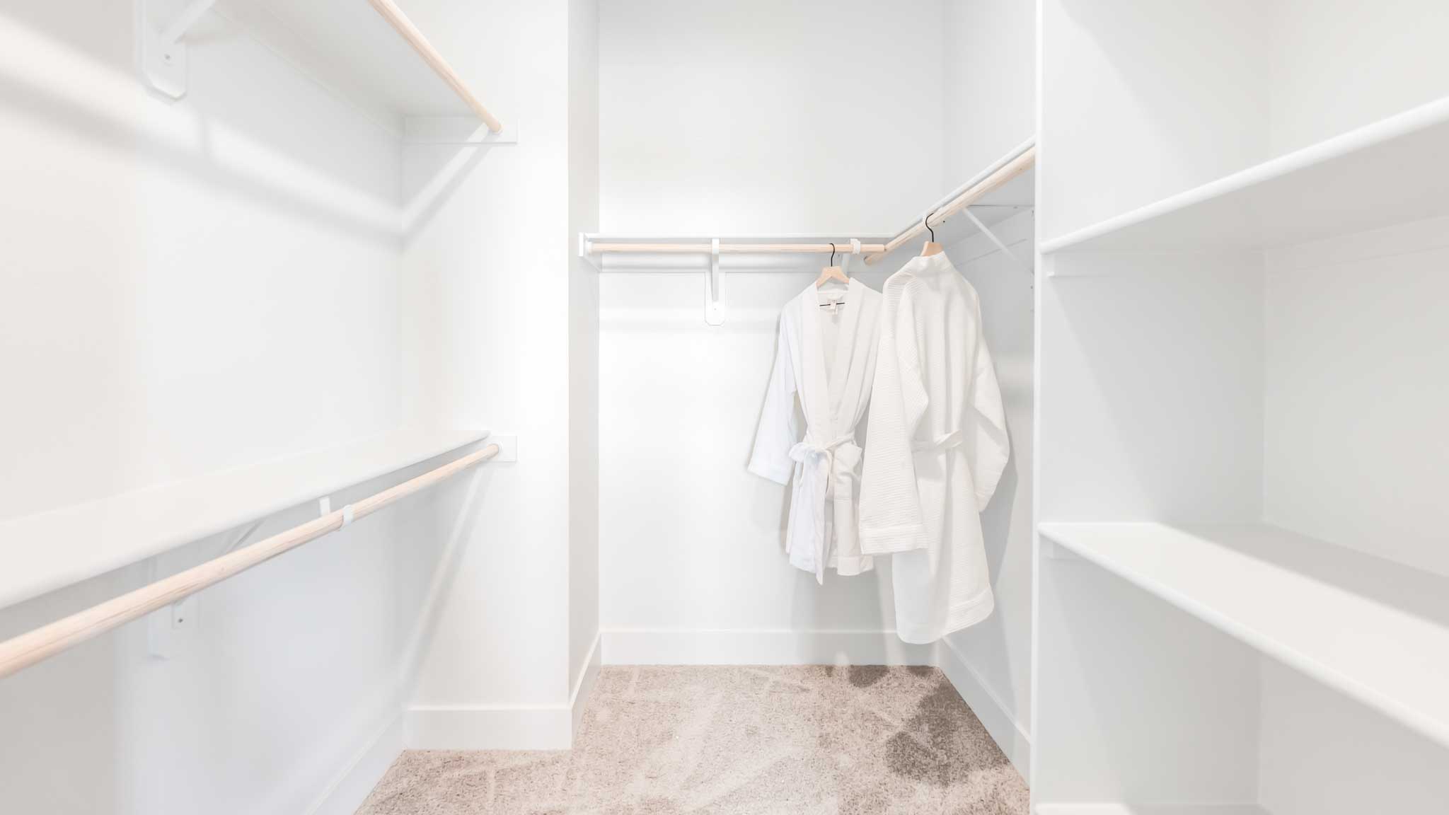 Large primary closet with shelving